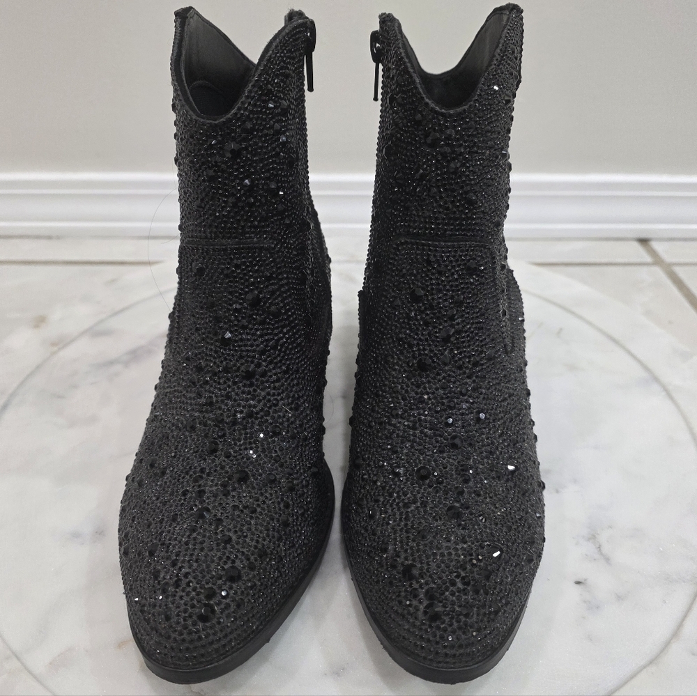 Corky's Hey Girl Shine Bright Black Rhinestone Western Booties Size 7 - Picture 5 of 17